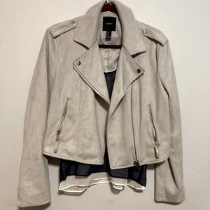 Moto Jacket Grey Suede - FOREVER 21 - Medium
